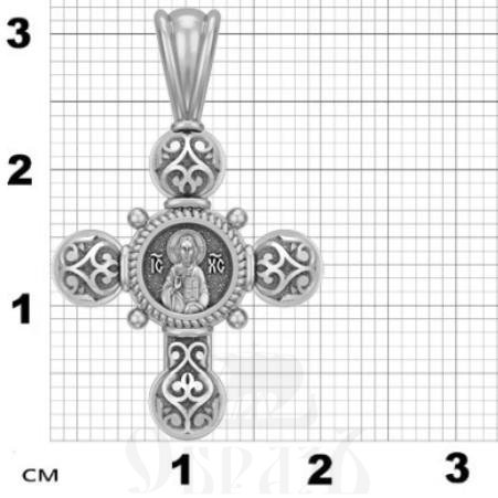 крест каплевидный с образом господь вседержитель божия матерь семистрельная, серебро 925 проба с родированием (арт. 17.021р)