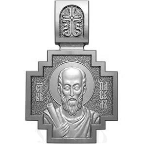 нательная икона св. апостол павел, серебро 925 проба с платинированием (арт. 06.082р)