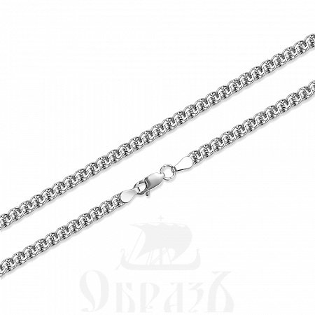 цепь плетение "бисмарк" с алмазной огранкой серебро 925 пробы с родированием (арт. бгр-45)