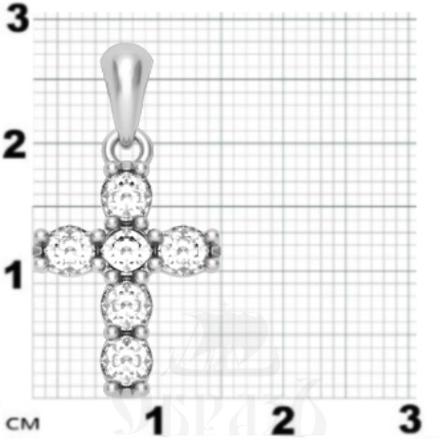 крест с фианитами (малый), серебро 925 проба с родированием (арт. 17.061р)