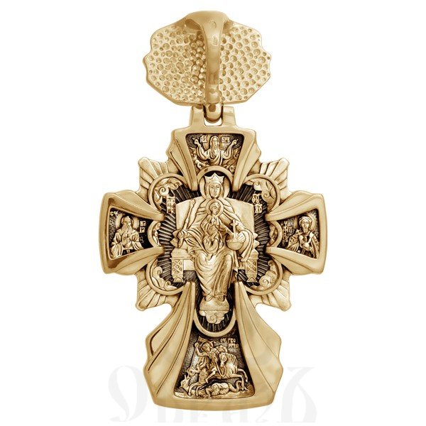 крест «распятие. икона божией матери «державная», золото 585 проба желтое (арт. 201.227)