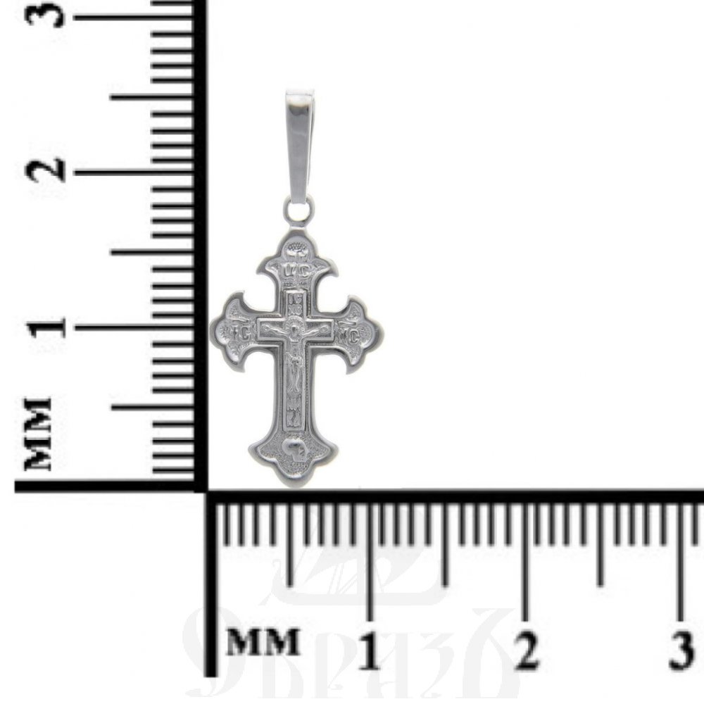 золотой криновидный крест с молитвой честному кресту, 585 проба белого цвета (арт. п10039-з5б)