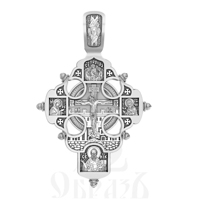 крест «святые молите бога о мне», серебро 925 проба с родированием (арт. 17.070р)
