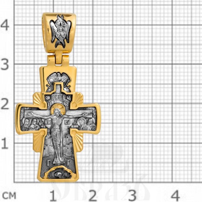 крест «распятие. икона божией матери «семистрельная», серебро 925 проба с золочением (арт. 101.273)