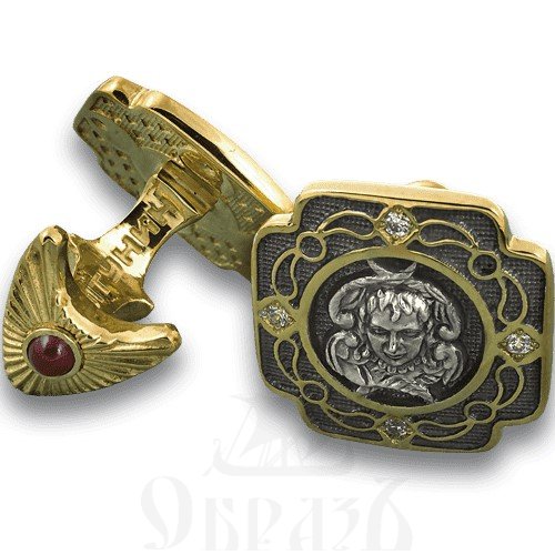 православные запонки «серафим», серебро 925 проба с золочением (арт. зп 003)