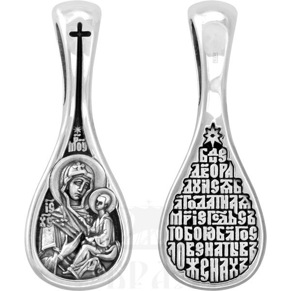 образок «тихвинская икона божией матери», серебро 925 проба (арт. 102.601)