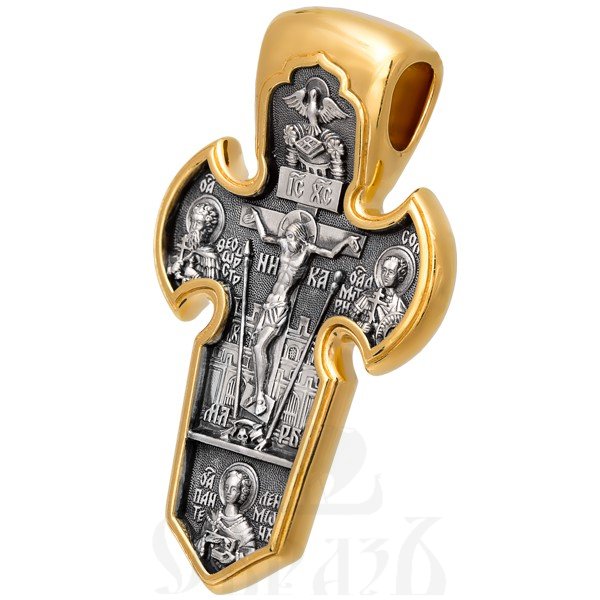 крест «распятие. архангел михаил», серебро 925 проба с золочением (арт. 101.004)