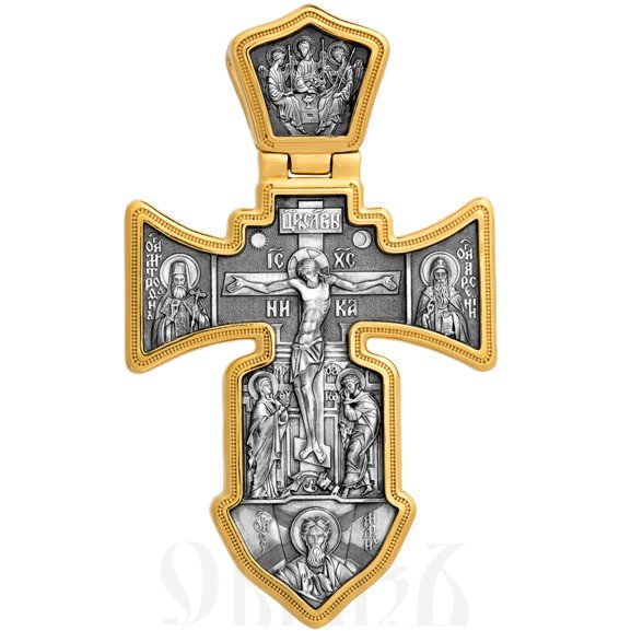 морской крест «распятие. ангел хранитель», серебро 925 проба с золочением (арт. 101.002)