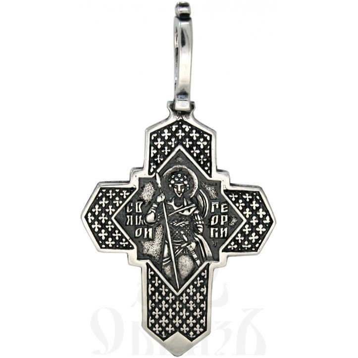 крест «распятие, георгий победоносец», серебро 925 проба (арт. 30-483-сч)