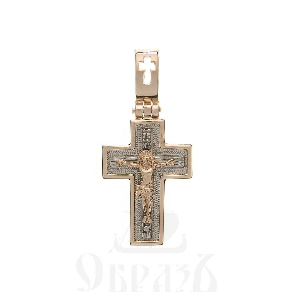 золотой крест с молитвой "отче наш", 585 проба красного и белого цвета (арт. п30046-з5кб)