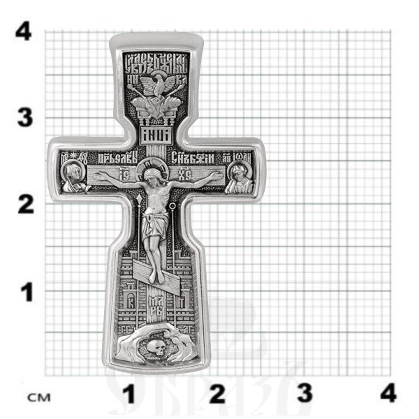 крест «распятие с предстоящими. святой николай чудотворец», золото 585 проба белое (арт. 201.517-3)